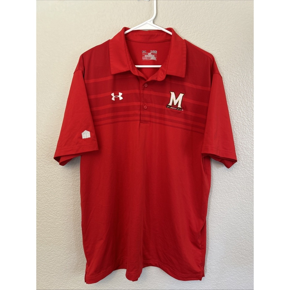 Under Armour Heatgear Maryland Terrapins Men's Polo Shirt Red - XL Excellent